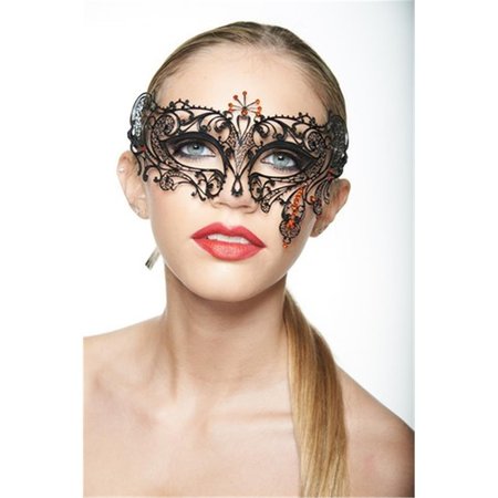 KAYSO Black Luxury Arrogant Metal Laser Cut Masquerade Mask with Red Rhinestones One Size BB006RDBK